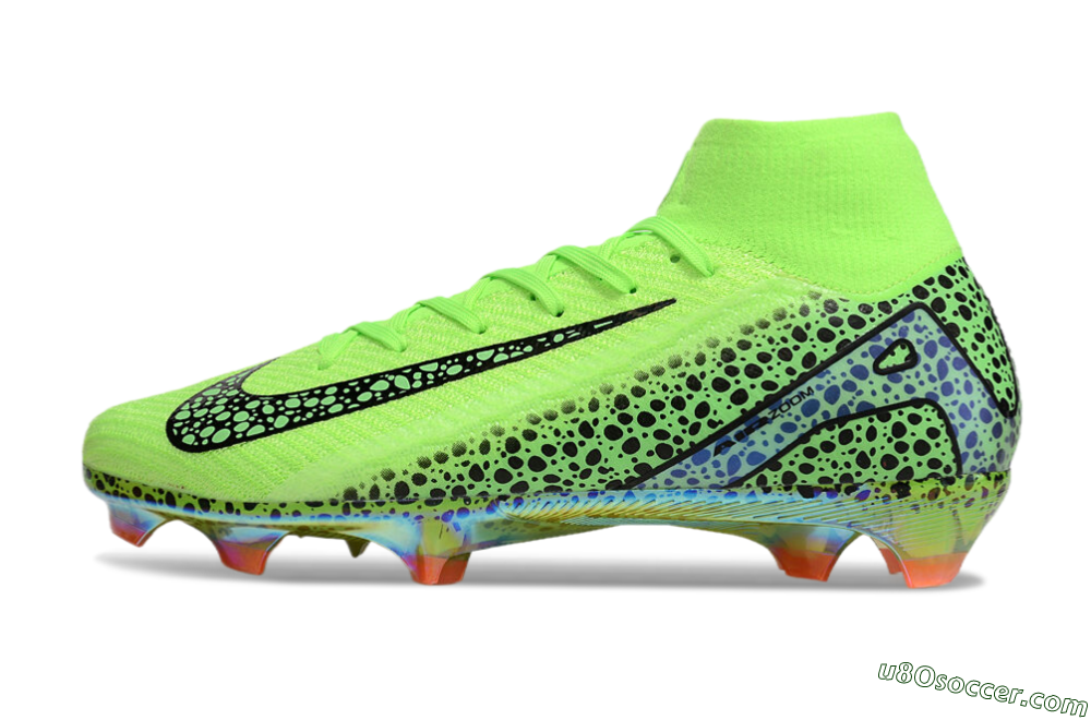 Nike Air Zoom Mercurial Superfly 10 Elite FG Firm Ground Soccer Cleats - Yellow/Black/Leopard 2