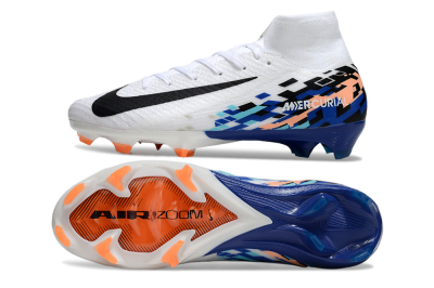 Nike Air Zoom Mercurial Superfly 10 Elite FG Firm Ground Soccer Cleats - White/Blue/Orange
