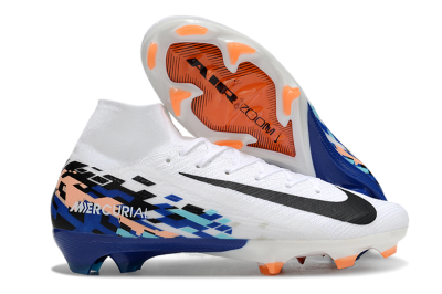 Nike Air Zoom Mercurial Superfly 10 Elite FG Firm Ground Soccer Cleats - White/Blue/Orange