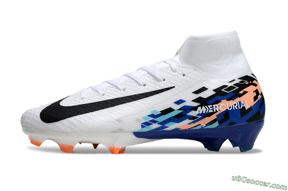 Nike Air Zoom Mercurial Superfly 10 Elite FG Firm Ground Soccer Cleats - White/Blue/Orange 2