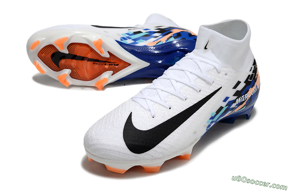 Nike Air Zoom Mercurial Superfly 10 Elite FG Firm Ground Soccer Cleats - White/Blue/Orange 3