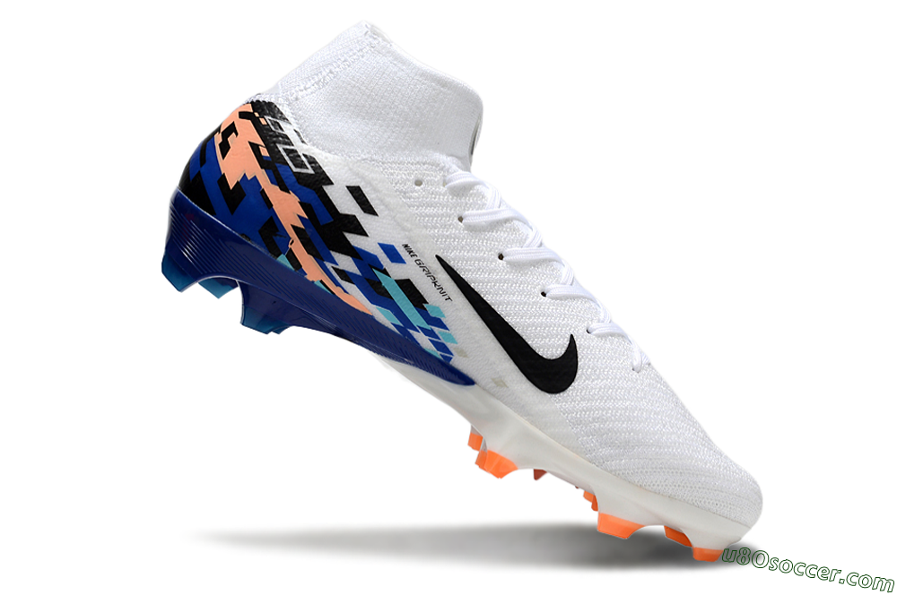 Nike Air Zoom Mercurial Superfly 10 Elite FG Firm Ground Soccer Cleats - White/Blue/Orange 4