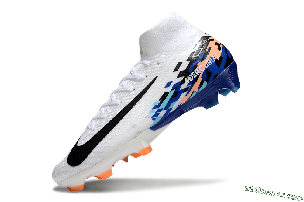 Nike Air Zoom Mercurial Superfly 10 Elite FG Firm Ground Soccer Cleats - White/Blue/Orange 5