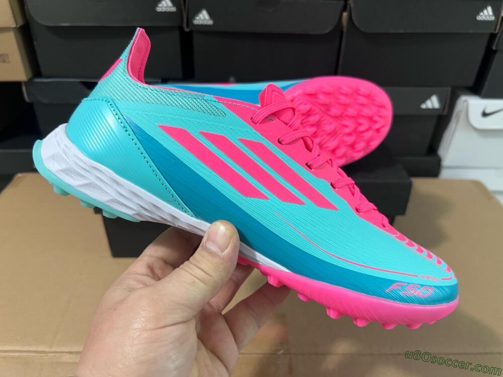 Adidas F50 Elite TF Artificial Turf Soccer Shoes - Jade/Pink/White