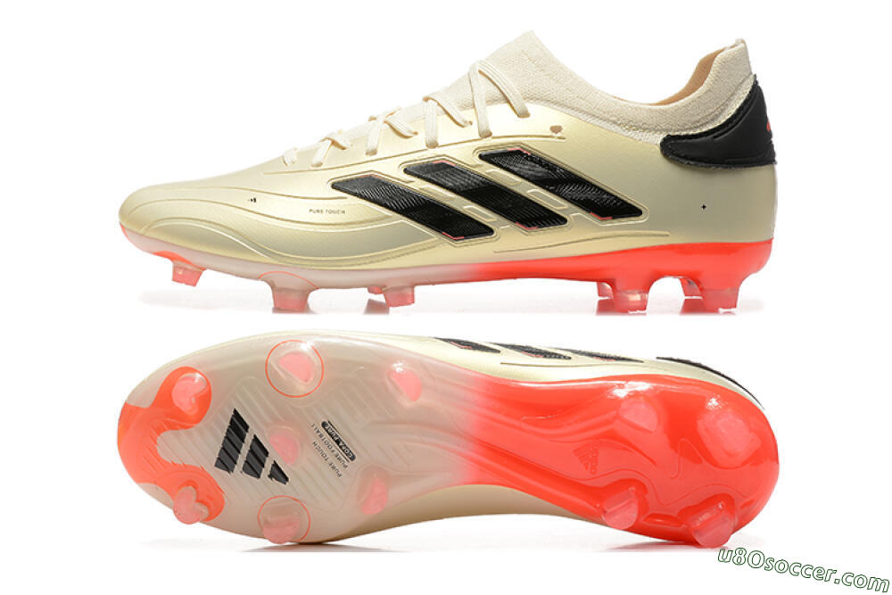 Adidas Copa Pure 2+ FG Firm Ground Soccer Cleats - Beige/Black/Red 0