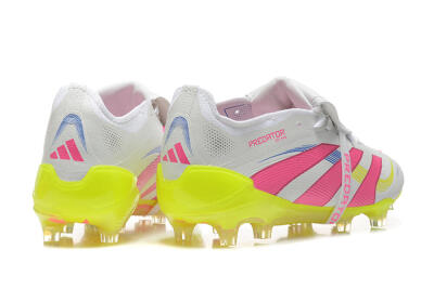 Adidas Predator Elite 25 Foldover Tongue FG Firm Ground Soccer Cleats - White/Pink/Blue/Yellow