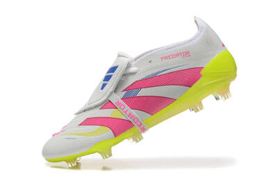 Adidas Predator Elite 25 Foldover Tongue FG Firm Ground Soccer Cleats - White/Pink/Blue/Yellow