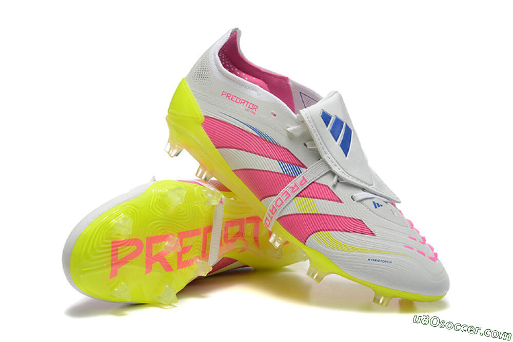 Adidas Predator Elite 25 Foldover Tongue FG Firm Ground Soccer Cleats - White/Pink/Blue/Yellow 4