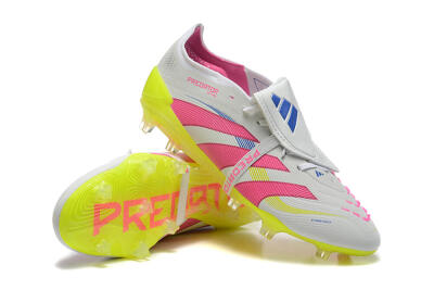Adidas Predator Elite 25 Foldover Tongue FG Firm Ground Soccer Cleats - White/Pink/Blue/Yellow