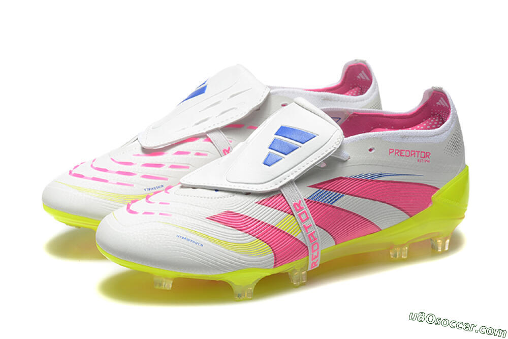 Adidas Predator Elite 25 Foldover Tongue FG Firm Ground Soccer Cleats - White/Pink/Blue/Yellow 5