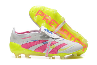 Adidas Predator Elite 25 Foldover Tongue FG Firm Ground Soccer Cleats - White/Pink/Blue/Yellow