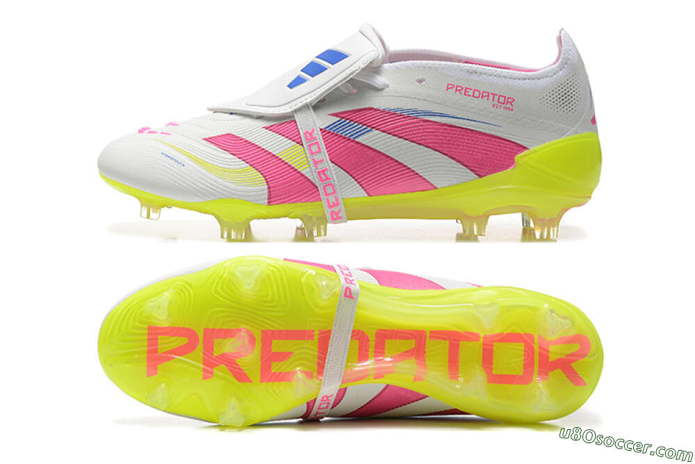 Adidas Predator Elite 25 Foldover Tongue FG Firm Ground Soccer Cleats - White/Pink/Blue/Yellow 0