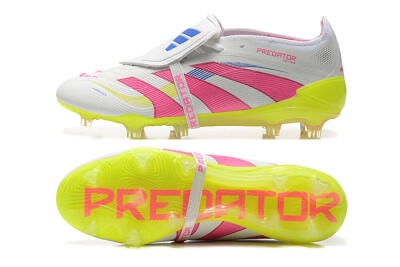 Adidas Predator Elite 25 Foldover Tongue FG Firm Ground Soccer Cleats - White/Pink/Blue/Yellow