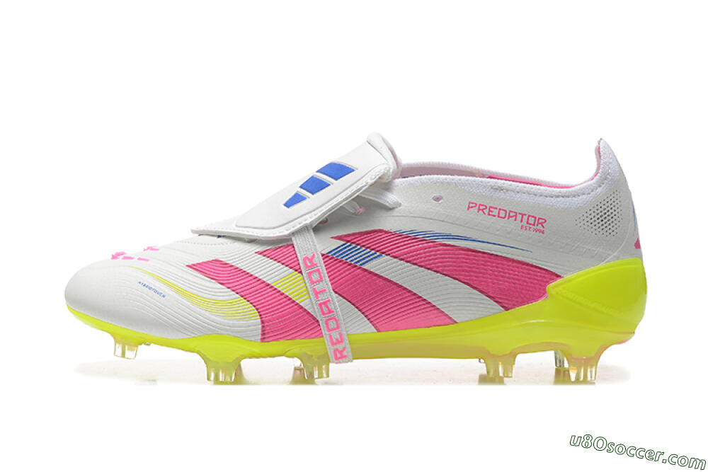 Adidas Predator Elite 25 Foldover Tongue FG Firm Ground Soccer Cleats - White/Pink/Blue/Yellow 2