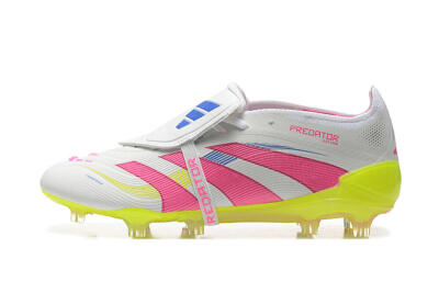 Adidas Predator Elite 25 Foldover Tongue FG Firm Ground Soccer Cleats - White/Pink/Blue/Yellow