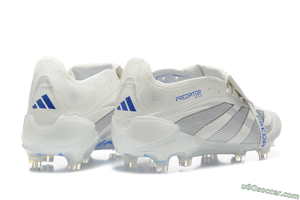 Adidas Predator Elite 25 Foldover Tongue FG Firm Ground Soccer Cleats - Beige/Blue/Silver 9