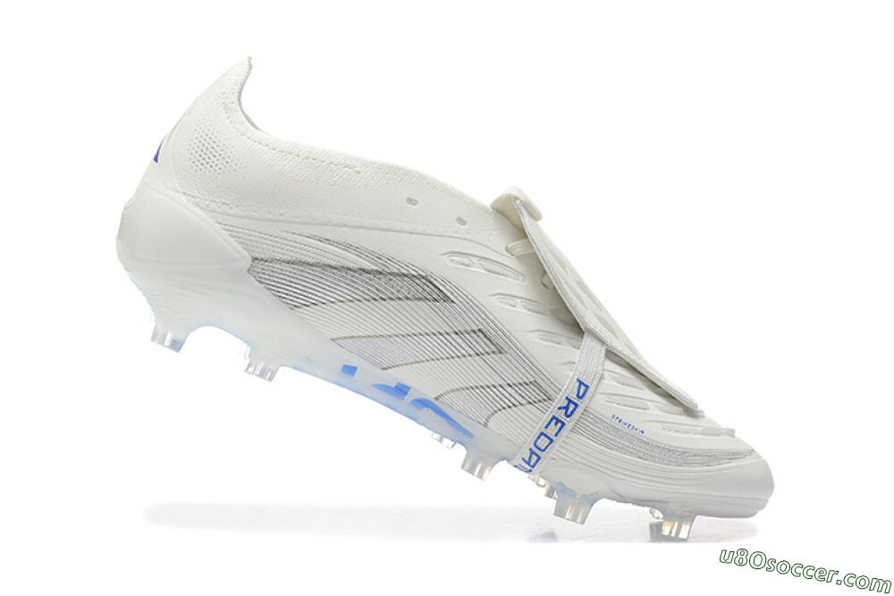 Adidas Predator Elite 25 Foldover Tongue FG Firm Ground Soccer Cleats - Beige/Blue/Silver 7