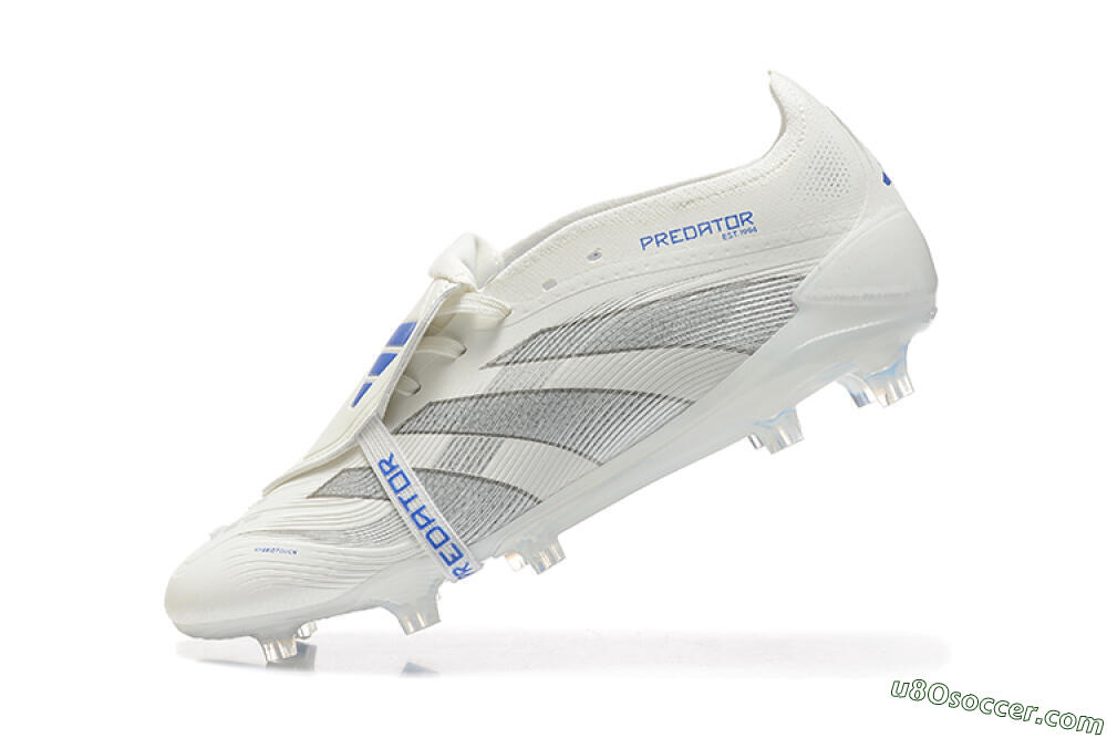 Adidas Predator Elite 25 Foldover Tongue FG Firm Ground Soccer Cleats - Beige/Blue/Silver 8
