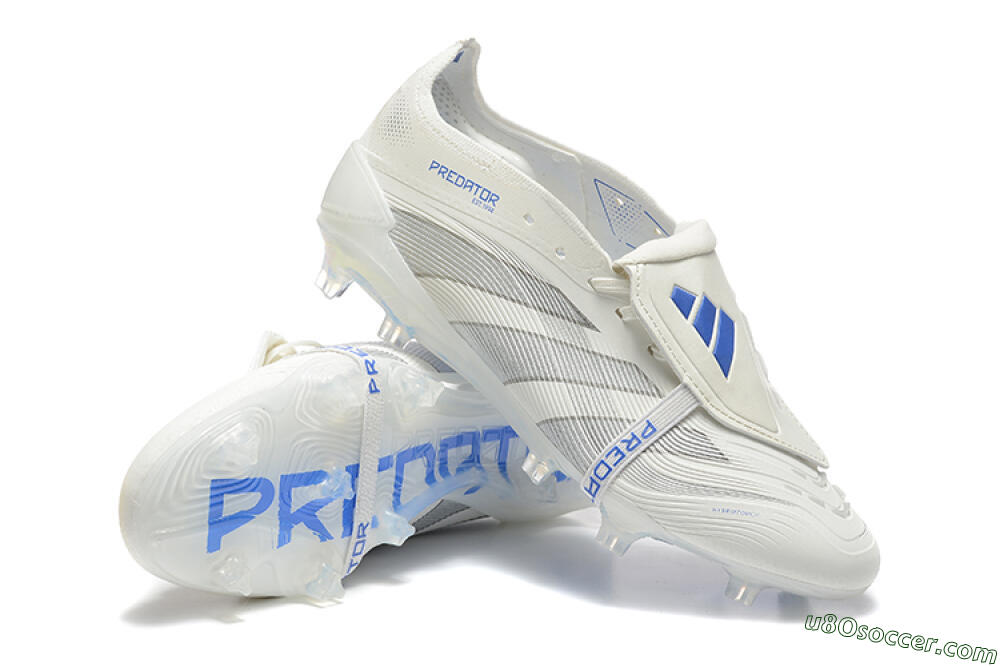 Adidas Predator Elite 25 Foldover Tongue FG Firm Ground Soccer Cleats - Beige/Blue/Silver 4