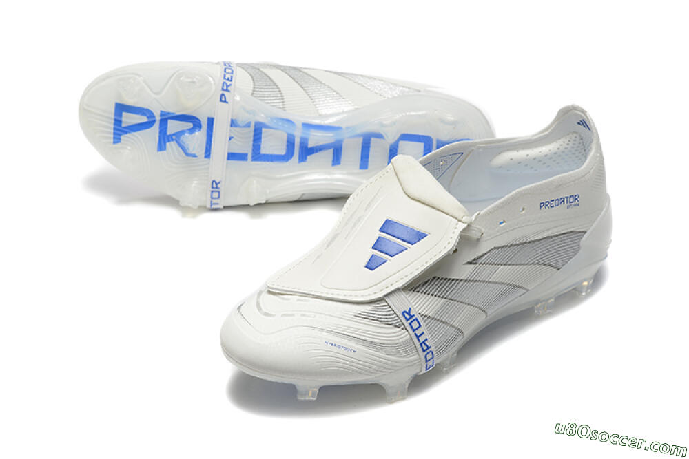 Adidas Predator Elite 25 Foldover Tongue FG Firm Ground Soccer Cleats - Beige/Blue/Silver 3