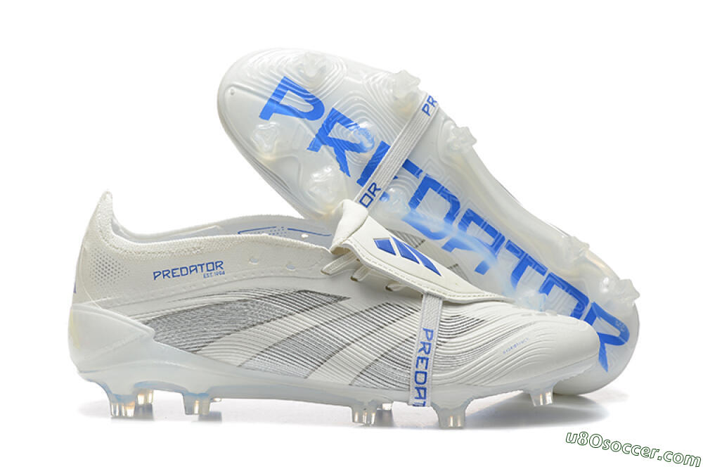 Adidas Predator Elite 25 Foldover Tongue FG Firm Ground Soccer Cleats - Beige/Blue/Silver 1