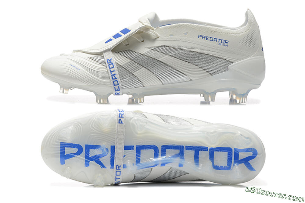 Adidas Predator Elite 25 Foldover Tongue FG Firm Ground Soccer Cleats - Beige/Blue/Silver 0