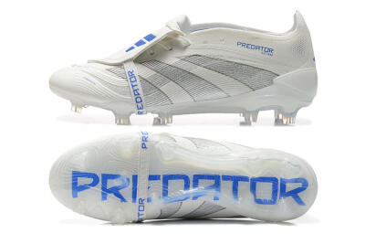 Adidas Predator Elite 25 Foldover Tongue FG Firm Ground Soccer Cleats - Beige/Blue/Silver
