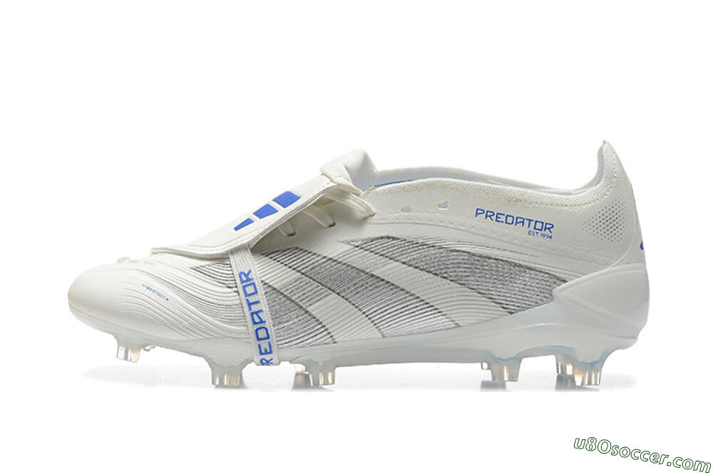 Adidas Predator Elite 25 Foldover Tongue FG Firm Ground Soccer Cleats - Beige/Blue/Silver 2