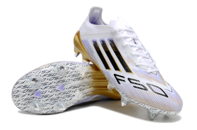 Adidas F50 Elite SG Soft Ground Soccer Cleats - White/Blue/Black/Gold