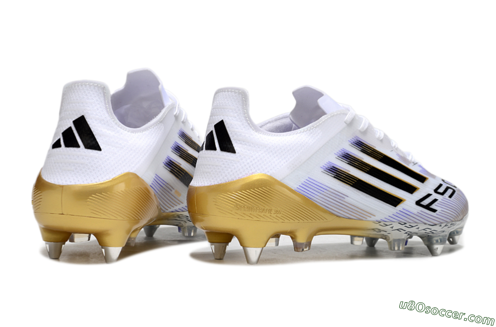 Adidas F50 Elite SG Soft Ground Soccer Cleats - White/Blue/Black/Gold 6