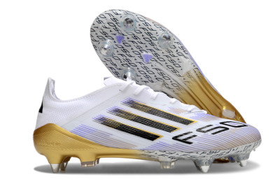 Adidas F50 Elite SG Soft Ground Soccer Cleats - White/Blue/Black/Gold