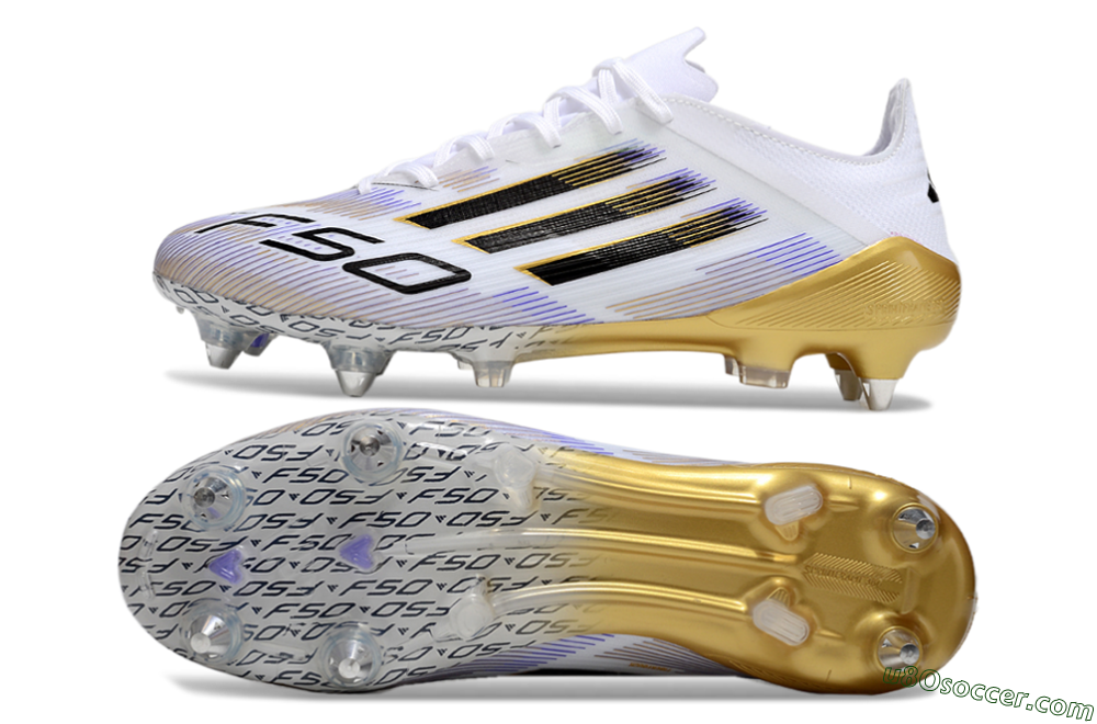 Adidas F50 Elite SG Soft Ground Soccer Cleats - White/Blue/Black/Gold 0