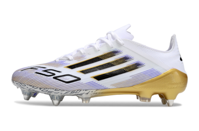 Adidas F50 Elite SG Soft Ground Soccer Cleats - White/Blue/Black/Gold