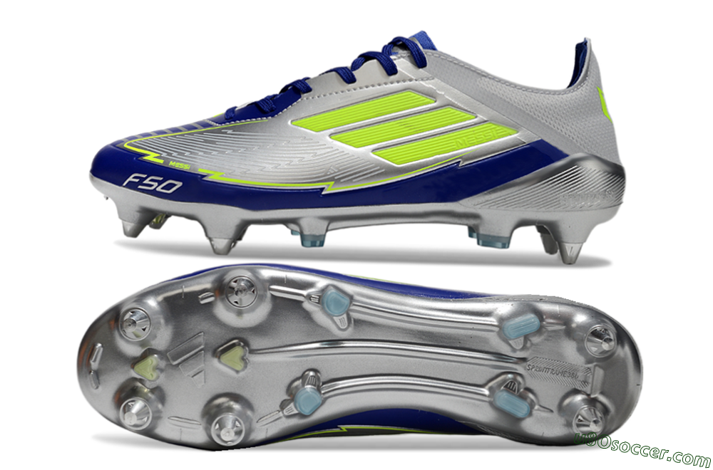 Adidas F50 Elite SG Soft Ground Soccer Cleats - Silver/Yellow/Blue 0