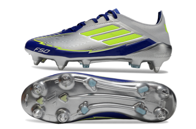 Adidas F50 Elite SG Soft Ground Soccer Cleats - Silver/Yellow/Blue