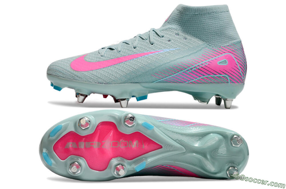 Nike Air Zoom Mercurial Superfly 10 Elite SG Soft Ground Soccer Cleats - Jade/Pink 0