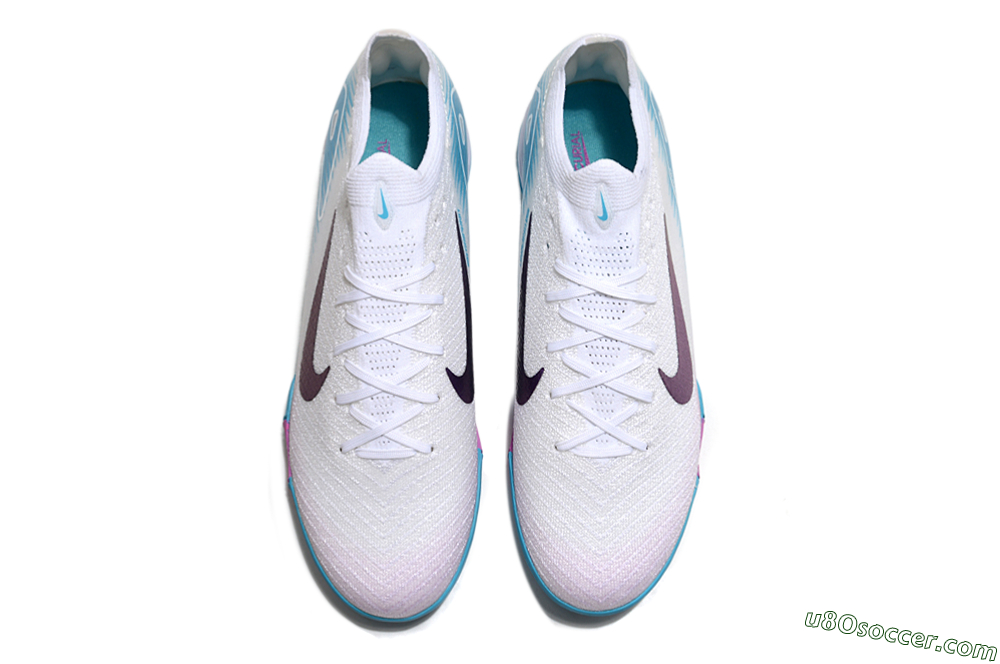 Nike Air Zoom Mercurial Vapor 16 Elite TF Artificial Turf Soccer Shoes - White/Purple/Jade 4