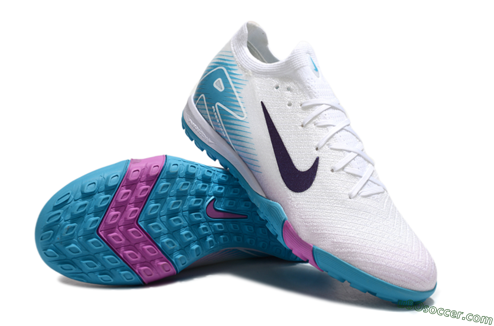Nike Air Zoom Mercurial Vapor 16 Elite TF Artificial Turf Soccer Shoes - White/Purple/Jade 3