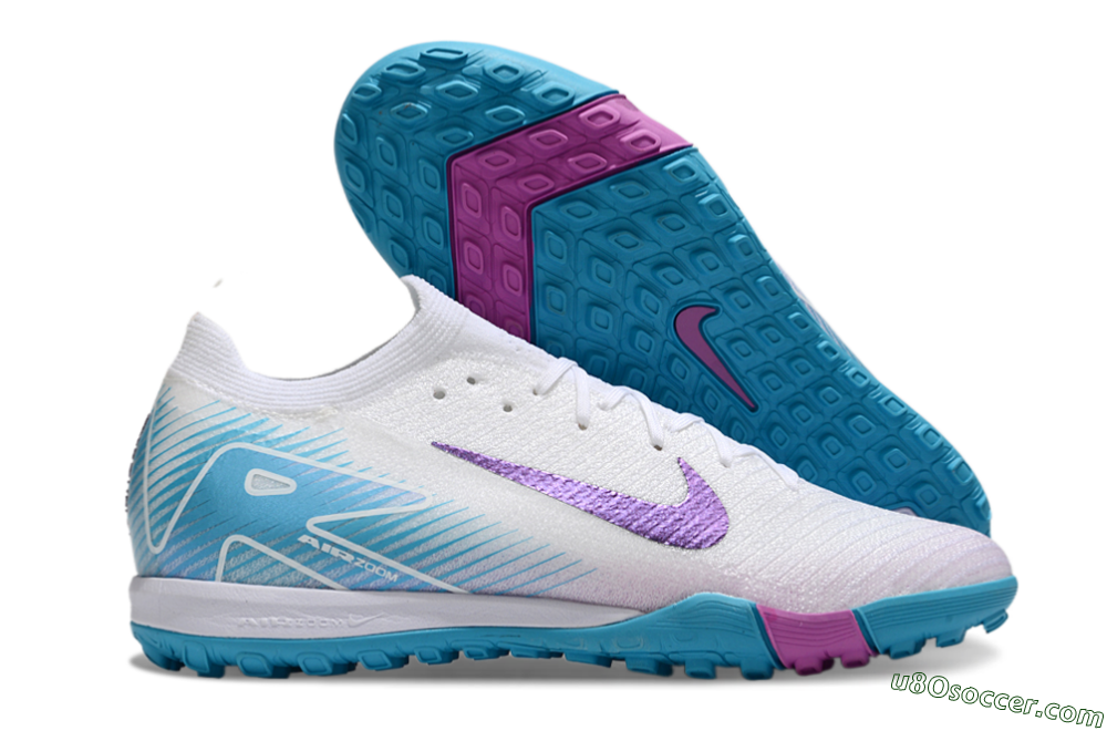 Nike Air Zoom Mercurial Vapor 16 Elite TF Artificial Turf Soccer Shoes - White/Purple/Jade 1