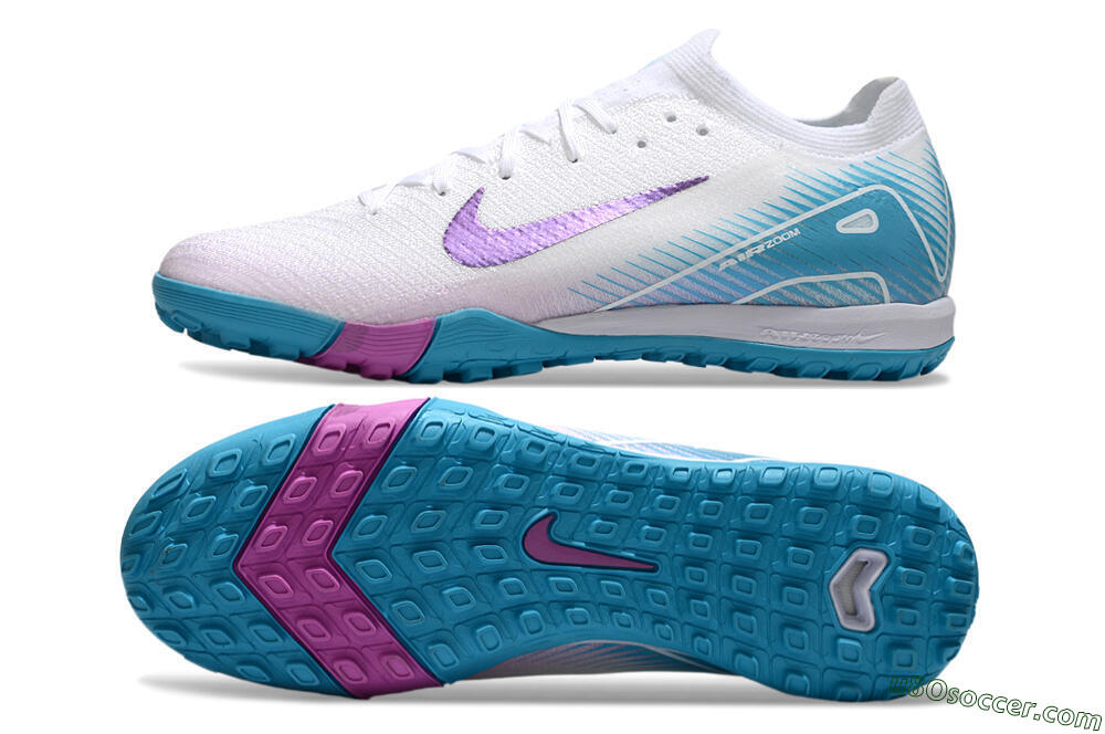 Nike Air Zoom Mercurial Vapor 16 Elite TF Artificial Turf Soccer Shoes - White/Purple/Jade 0