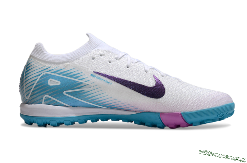 Nike Air Zoom Mercurial Vapor 16 Elite TF Artificial Turf Soccer Shoes - White/Purple/Jade 7