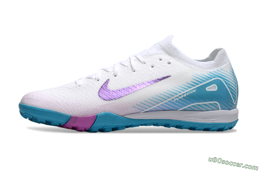 Nike Air Zoom Mercurial Vapor 16 Elite TF Artificial Turf Soccer Shoes - White/Purple/Jade 2