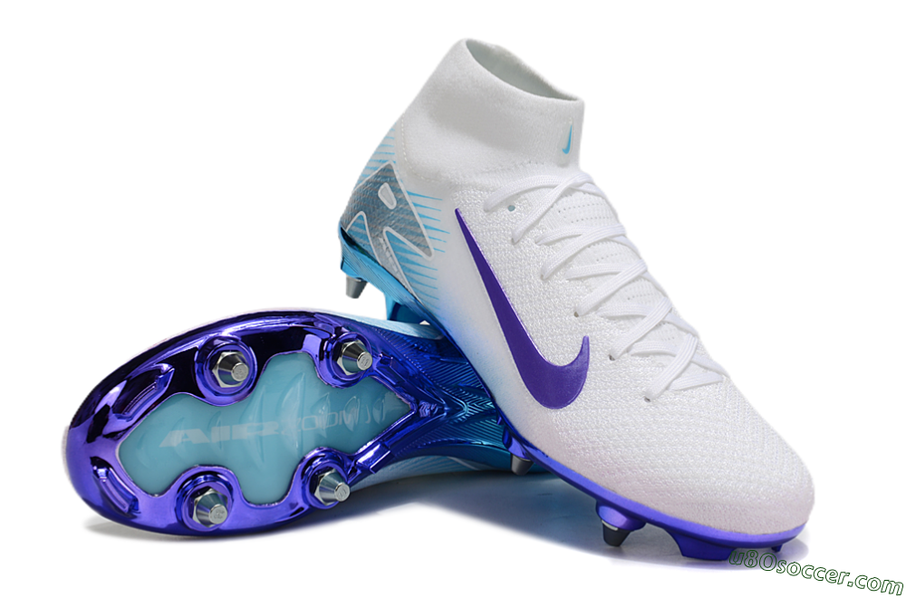Nike Air Zoom Mercurial Superfly 10 Elite SG Soft Ground Soccer Cleats - White/Purple/Jade 3