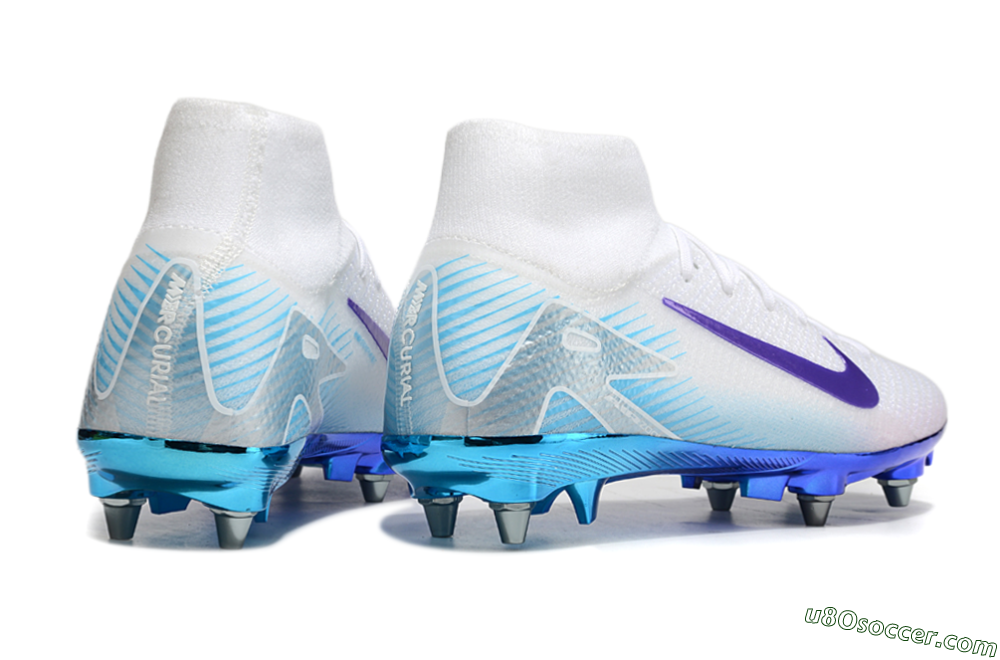 Nike Air Zoom Mercurial Superfly 10 Elite SG Soft Ground Soccer Cleats - White/Purple/Jade 5