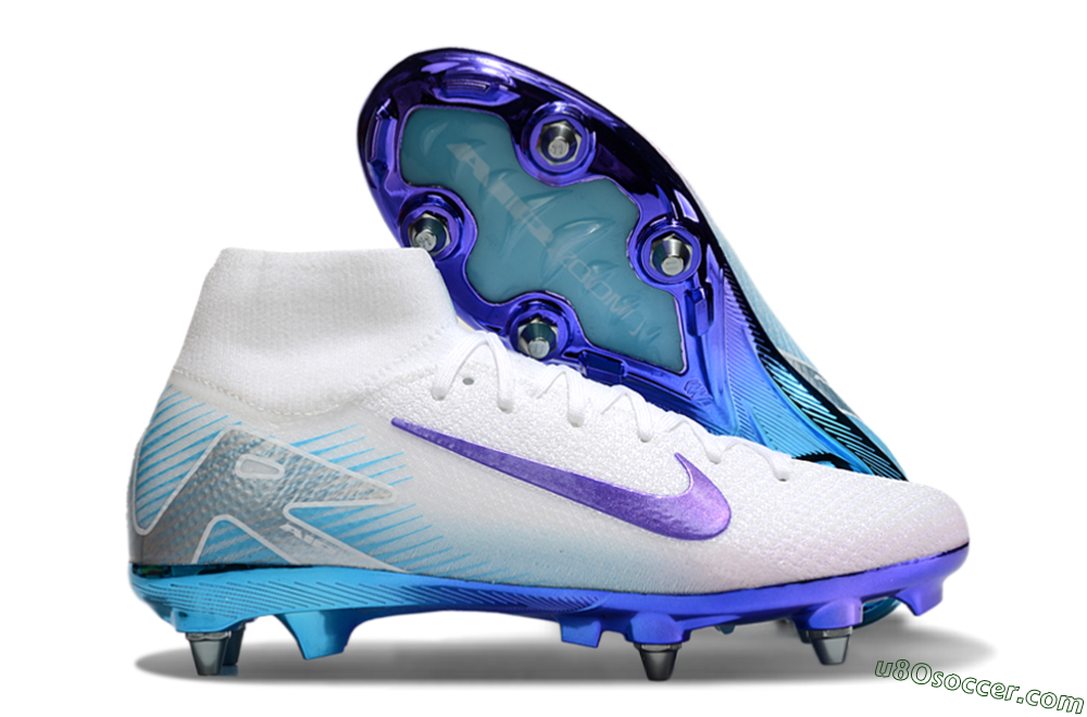 Nike Air Zoom Mercurial Superfly 10 Elite SG Soft Ground Soccer Cleats - White/Purple/Jade 1