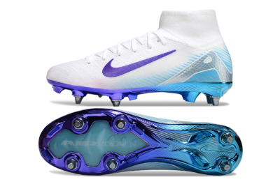 Nike Air Zoom Mercurial Superfly 10 Elite SG Soft Ground Soccer Cleats - White/Purple/Jade