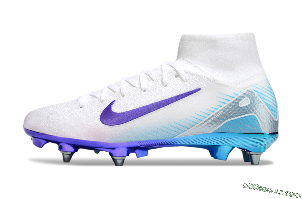 Nike Air Zoom Mercurial Superfly 10 Elite SG Soft Ground Soccer Cleats - White/Purple/Jade 2