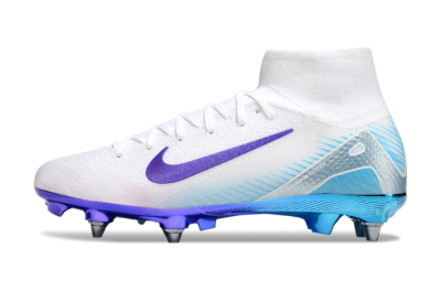 Nike Air Zoom Mercurial Superfly 10 Elite SG Soft Ground Soccer Cleats - White/Purple/Jade