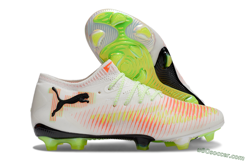 Puma Future 8 Ultimate FG Firm Ground Soccer Cleats - White/Red/Yellow 1