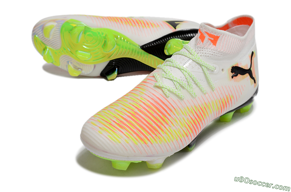 Puma Future 8 Ultimate FG Firm Ground Soccer Cleats - White/Red/Yellow 3